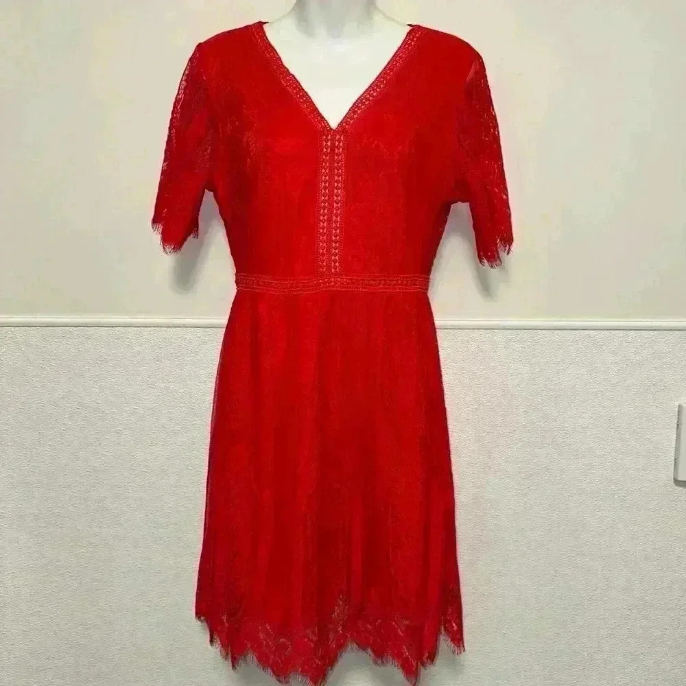 Glitzy Girlz Women’s Boutique Red Lace Dress Size Small